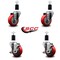 Service Caster 3.5'' Red Poly Wheel Swivel 1-1/2'' Expanding Stem Caster Set 2 Brakes, 4PK SCC-EX20S3514-PPUB-RED-2-TLB-2-112 - alternate 4